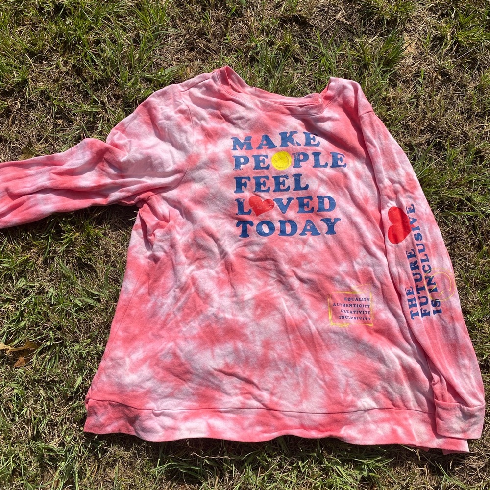 Lane Bryant Pink and White Tie-Dye Hoodie